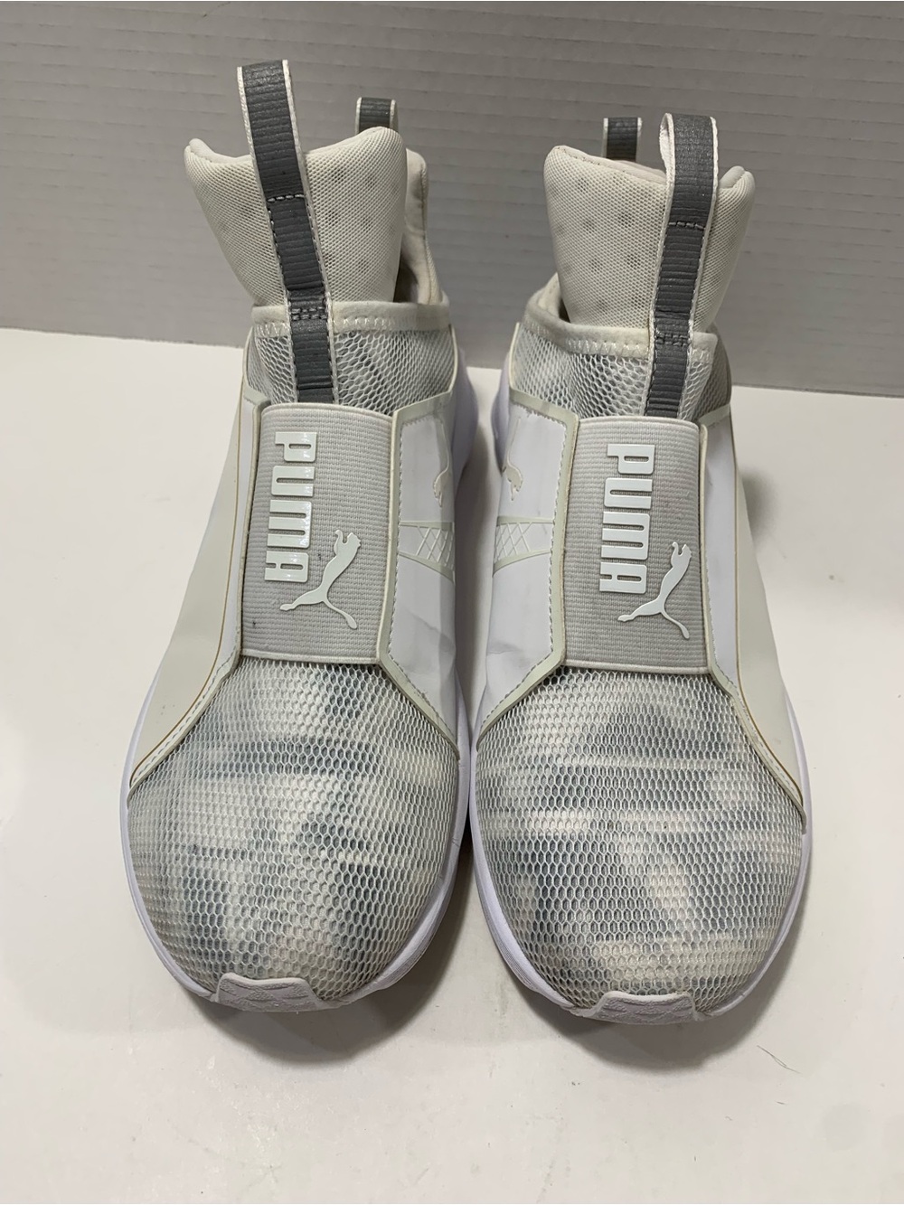 Puma Women’s White and Gray Slip-On Athletic Sneakers